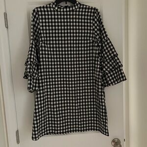 Ellison Black and White Gingham Long Sleeve Dress